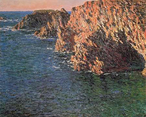 Cave At Port-Domois 1886 White Modern Wood Framed Art Print with Double Matting by Monet, Claude