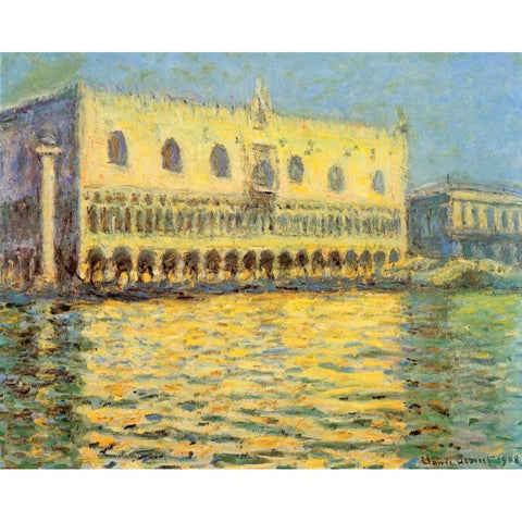 Doges Palace Seen From San Giorgio Gold Ornate Wood Framed Art Print with Double Matting by Monet, Claude