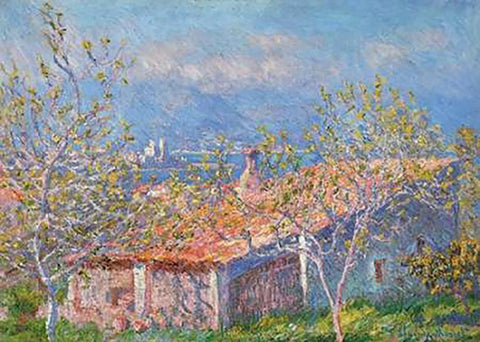 Gardeners House At Antibes White Modern Wood Framed Art Print with Double Matting by Monet, Claude