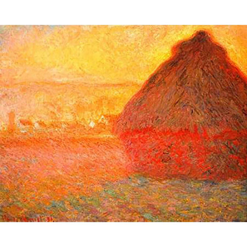 Haystack at Sunset 1891 Black Modern Wood Framed Art Print with Double Matting by Monet, Claude