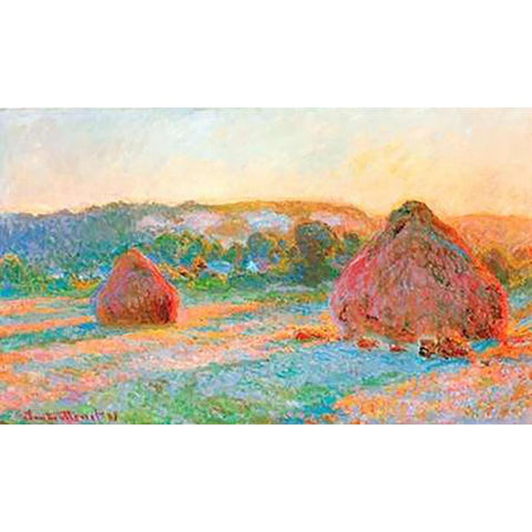 Haystacks End Of Summer Evening 1891 Black Modern Wood Framed Art Print with Double Matting by Monet, Claude