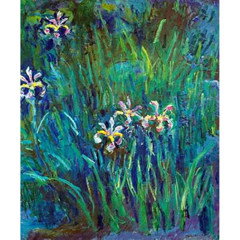 Irises 1914-1917 Gold Ornate Wood Framed Art Print with Double Matting by Monet, Claude