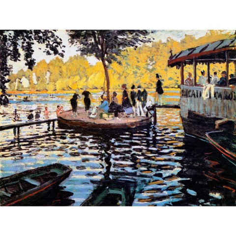 La Grenouillere The Frog Pond 1869 Gold Ornate Wood Framed Art Print with Double Matting by Monet, Claude