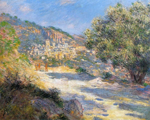 La Route De Monte-Carlo White Modern Wood Framed Art Print with Double Matting by Monet, Claude