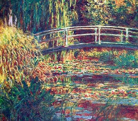 Le Bassin Aux Nympheas Harmonie Rose White Modern Wood Framed Art Print with Double Matting by Monet, Claude