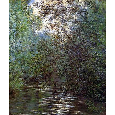 Le Fleuve Aux Saules 1876 Gold Ornate Wood Framed Art Print with Double Matting by Monet, Claude
