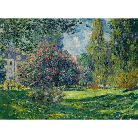 Le Parc Monceau Paris Black Modern Wood Framed Art Print with Double Matting by Monet, Claude