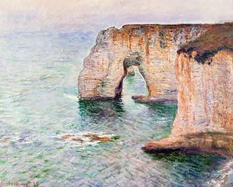 Manne-Porte Etreat White Modern Wood Framed Art Print with Double Matting by Monet, Claude