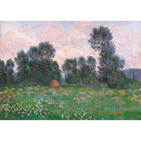 Meadow At Giverny 1890 White Modern Wood Framed Art Print by Monet, Claude