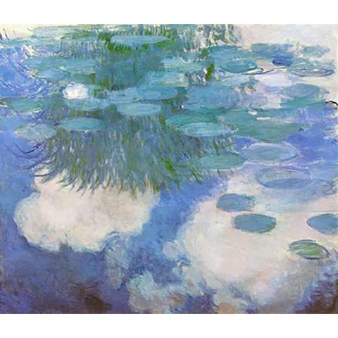 Nympheas 1914 Gold Ornate Wood Framed Art Print with Double Matting by Monet, Claude
