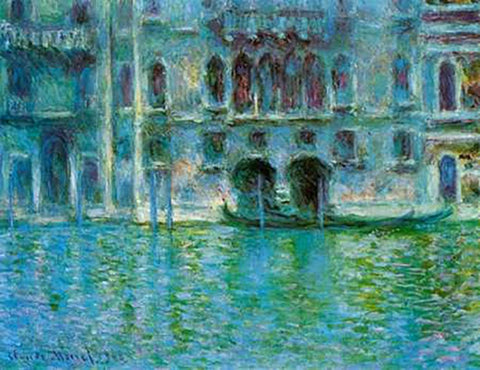 Palazzo da Mula, 1908 Black Ornate Wood Framed Art Print with Double Matting by Monet, Claude