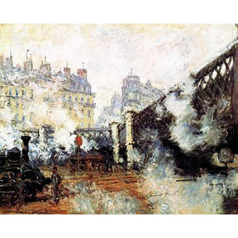 Pont De LEurope 1877 Black Modern Wood Framed Art Print with Double Matting by Monet, Claude