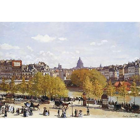Quai Du Louvre 1867 White Modern Wood Framed Art Print by Monet, Claude