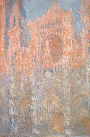 Rouen Cathedral 1892-93 White Modern Wood Framed Art Print with Double Matting by Monet, Claude