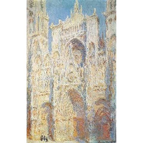 Rouen Cathedral West Facade Sunlight 1894 Gold Ornate Wood Framed Art Print with Double Matting by Monet, Claude