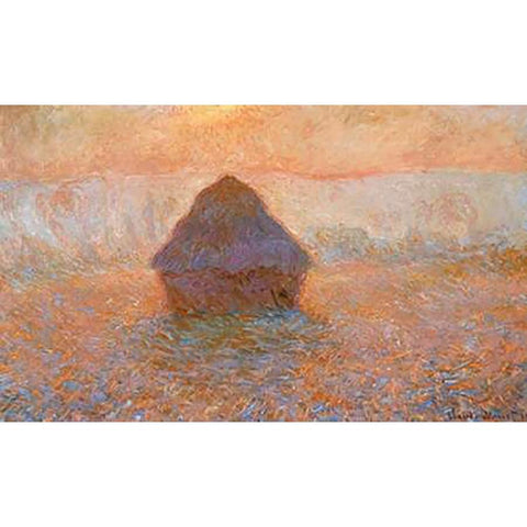 Stack Of Wheat Sun In The Mist 1891 White Modern Wood Framed Art Print by Monet, Claude