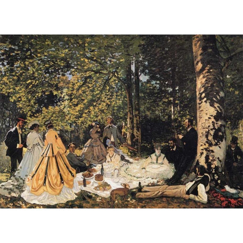 Study For The Picnic Lunch 1865 White Modern Wood Framed Art Print by Monet, Claude