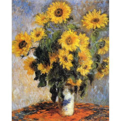 Bouquet of Sunflowers, 1880 Black Modern Wood Framed Art Print with Double Matting by Monet, Claude