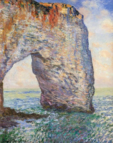 The Manneporte Near Etretat 1886 White Modern Wood Framed Art Print with Double Matting by Monet, Claude
