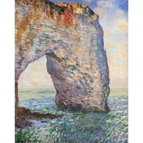 The Manneporte Near Etretat 1886 Gold Ornate Wood Framed Art Print with Double Matting by Monet, Claude