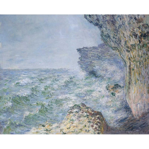 The Sea At Fecamp 1881 Black Modern Wood Framed Art Print with Double Matting by Monet, Claude