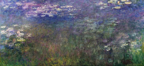 Water Lilies 1916-20 Black Ornate Wood Framed Art Print with Double Matting by Monet, Claude