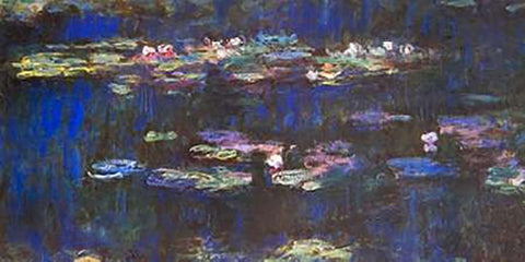 Water Lilies (Detail 2) Black Ornate Wood Framed Art Print with Double Matting by Monet, Claude