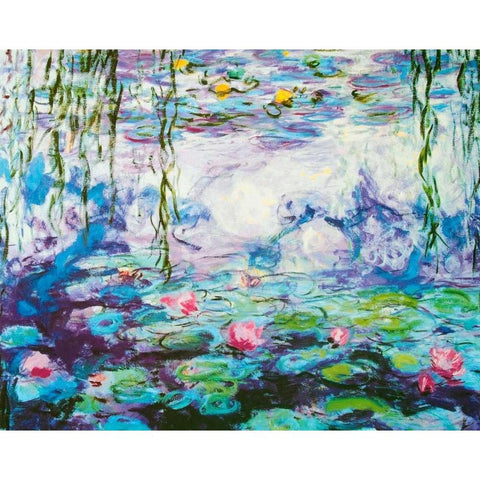 Waterlilies Gold Ornate Wood Framed Art Print with Double Matting by Monet, Claude