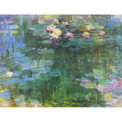 Waterlilies 1916 - 3 White Modern Wood Framed Art Print by Monet, Claude