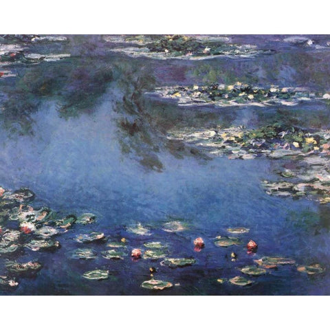 Waterlilies 3 White Modern Wood Framed Art Print by Monet, Claude