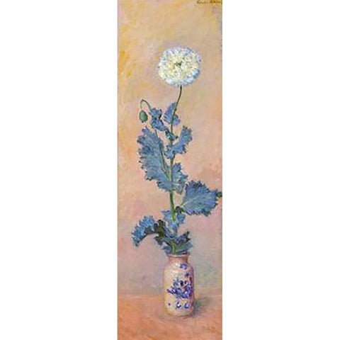White Poppy Black Modern Wood Framed Art Print with Double Matting by Monet, Claude