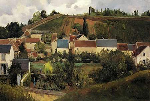 View Of LHermitage Jalais Hills Pontoise 1867 White Modern Wood Framed Art Print with Double Matting by Pissarro, Camille