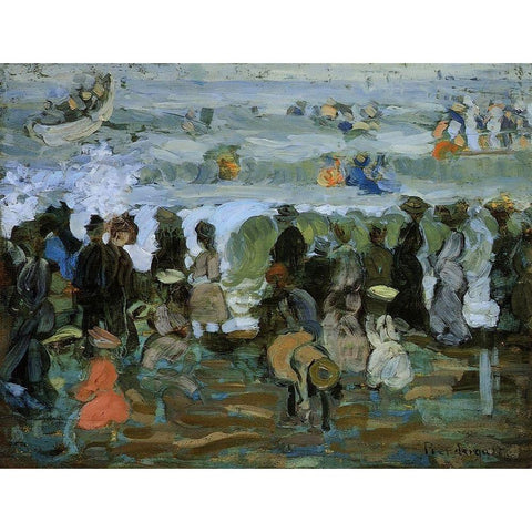 After The Storm Black Modern Wood Framed Art Print with Double Matting by Prendergast, Maurice Brazil