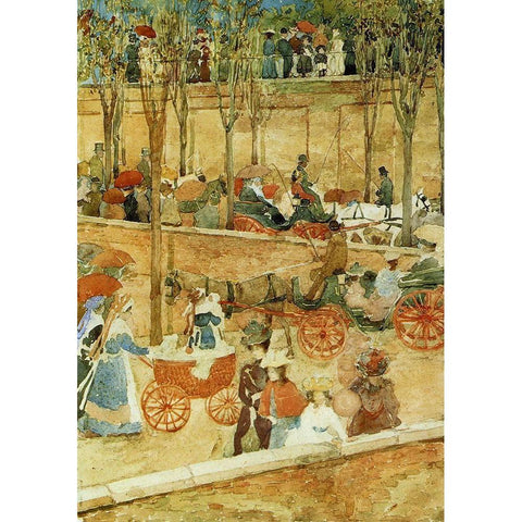 Afternoon Pincian Hill Black Modern Wood Framed Art Print by Prendergast, Maurice Brazil