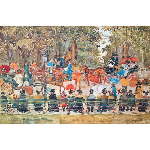Central Park Black Modern Wood Framed Art Print by Prendergast, Maurice Brazil