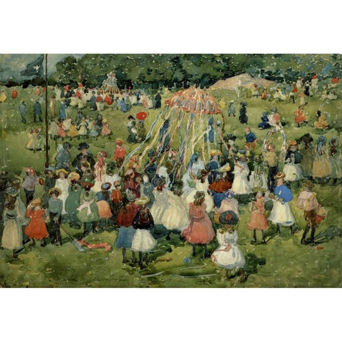 May Day Central Park Black Modern Wood Framed Art Print by Prendergast, Maurice Brazil