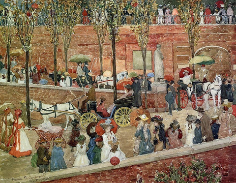 Monte Pincio Rome Black Ornate Wood Framed Art Print with Double Matting by Prendergast, Maurice Brazil