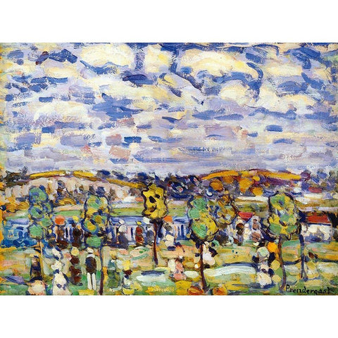 New England Black Modern Wood Framed Art Print with Double Matting by Prendergast, Maurice Brazil