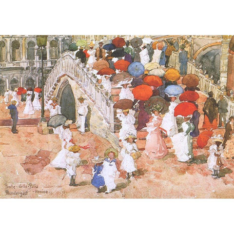 Ponte Della Paglia Black Modern Wood Framed Art Print by Prendergast, Maurice Brazil