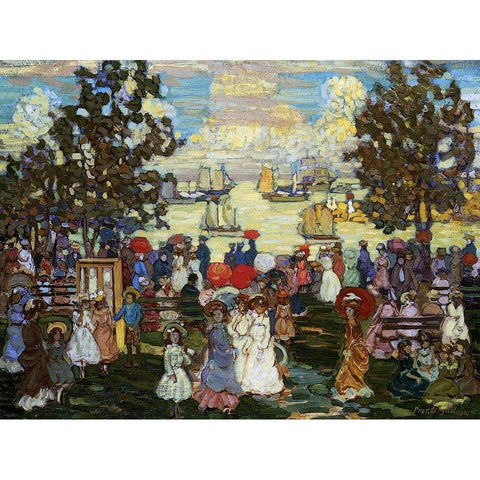 Salem Willows Black Modern Wood Framed Art Print by Prendergast, Maurice Brazil