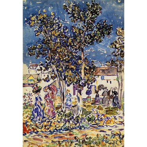 Spring Promenade Black Modern Wood Framed Art Print by Prendergast, Maurice Brazil