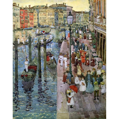 The Grand Canal Venice White Modern Wood Framed Art Print by Prendergast, Maurice Brazil