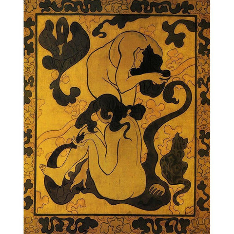 Deux Femmes Se Coiffant Gold Ornate Wood Framed Art Print with Double Matting by Ranson, Paul