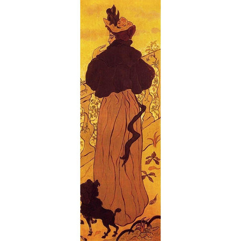 Femme A La Balustrade Gold Ornate Wood Framed Art Print with Double Matting by Ranson, Paul