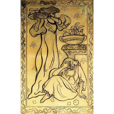 Femmes En Blanc Gold Ornate Wood Framed Art Print with Double Matting by Ranson, Paul