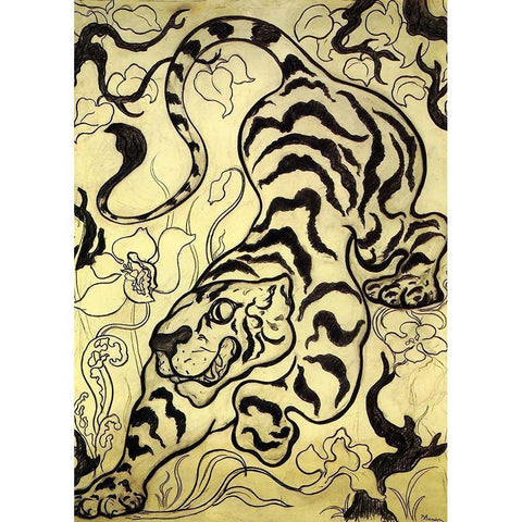 Le Grand Tigre Black Modern Wood Framed Art Print with Double Matting by Ranson, Paul