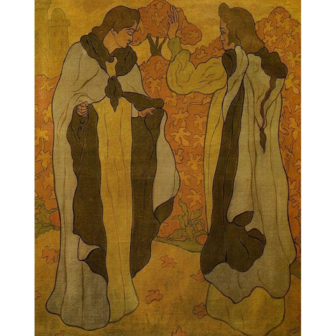 Les Deux Graces White Modern Wood Framed Art Print by Ranson, Paul