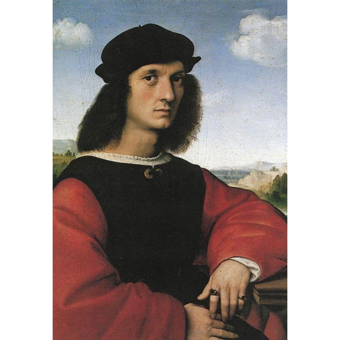 Agnolo Doni Black Modern Wood Framed Art Print with Double Matting by Raphael