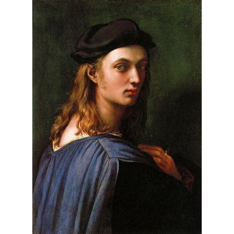 Bindo Altoviti Black Modern Wood Framed Art Print with Double Matting by Raphael