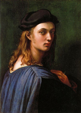 Bindo Altoviti White Modern Wood Framed Art Print with Double Matting by Raphael